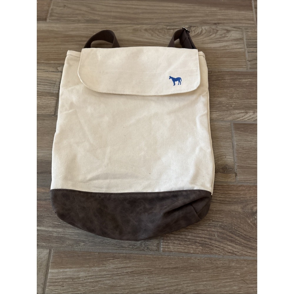 Authentic Pigment Adult Canvas Rucksack interior zipper pocket Cream / Brown
